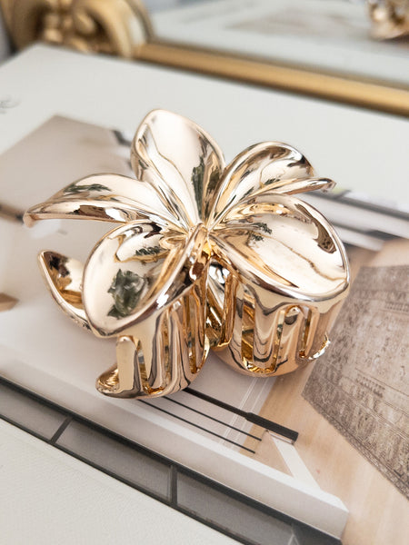 HAWAIIAN FLOWER HAIR CLAW CLIP - GOLD