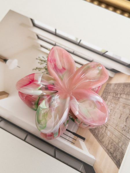 HAWAIIAN FLOWER HAIR CLAW CLIP - PINK
