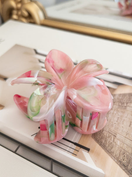 HAWAIIAN FLOWER HAIR CLAW CLIP - PINK