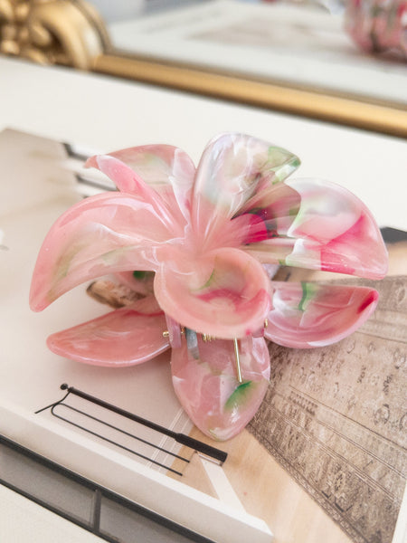 HAWAIIAN FLOWER HAIR CLAW CLIP - PINK