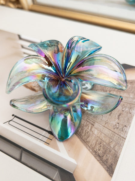 HAWAIIAN FLOWER HAIR CLAW CLIP - BLUE