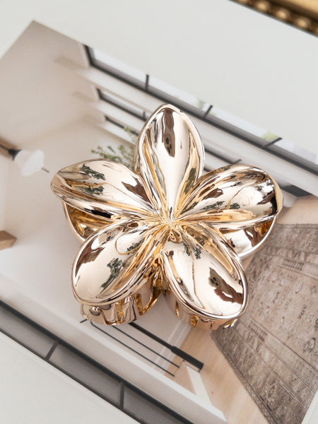 HAWAIIAN FLOWER HAIR CLAW CLIP - GOLD