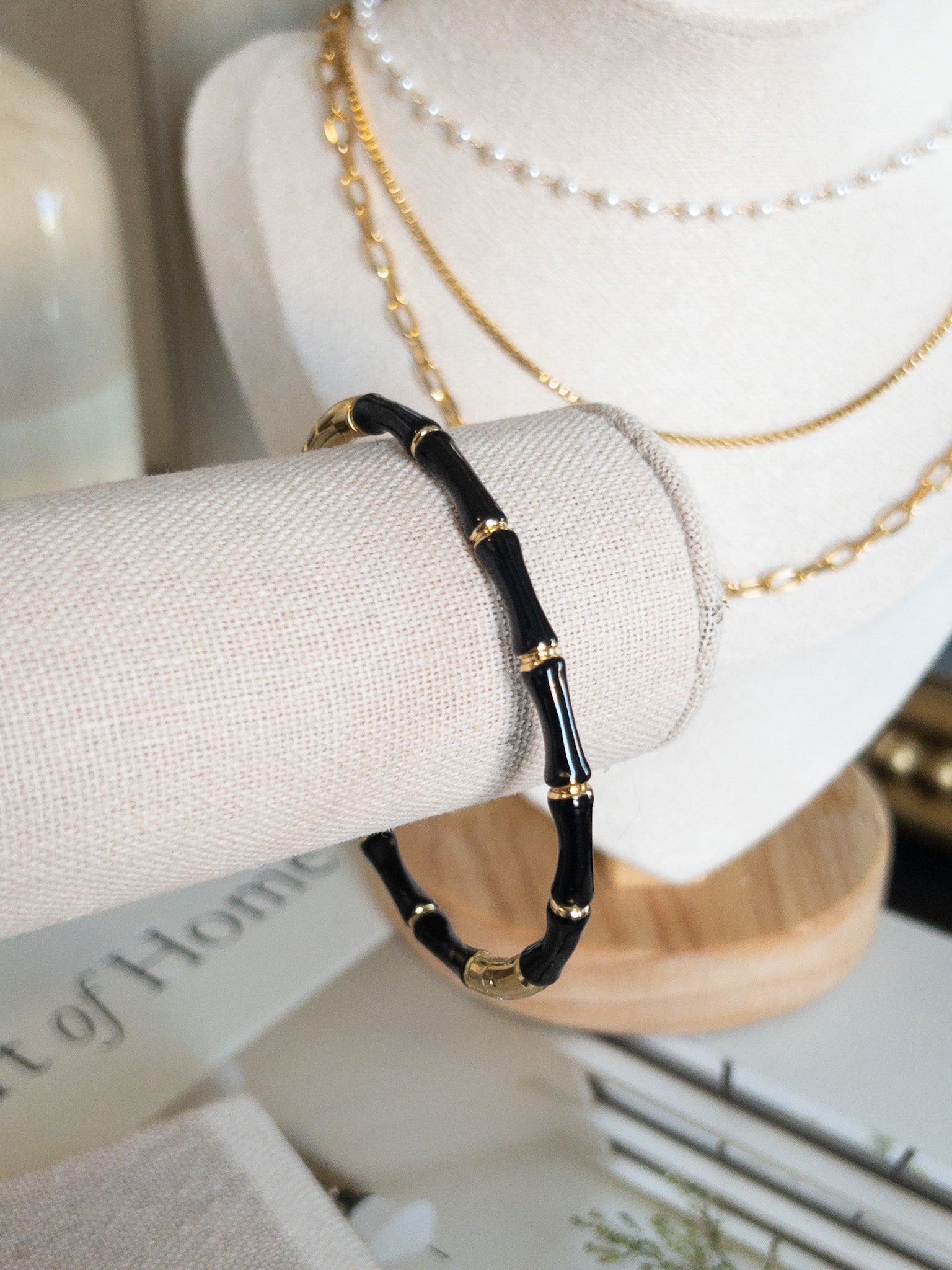 BAMBOO BANGLE BRACELET - BLACK
