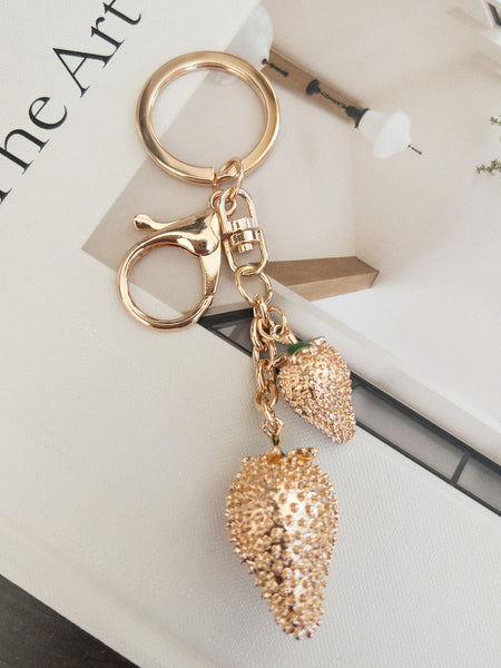 STRAWBERRY BAG CHARM - GOLD