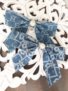 DENIM BOW HAIR CLIP - BLUE