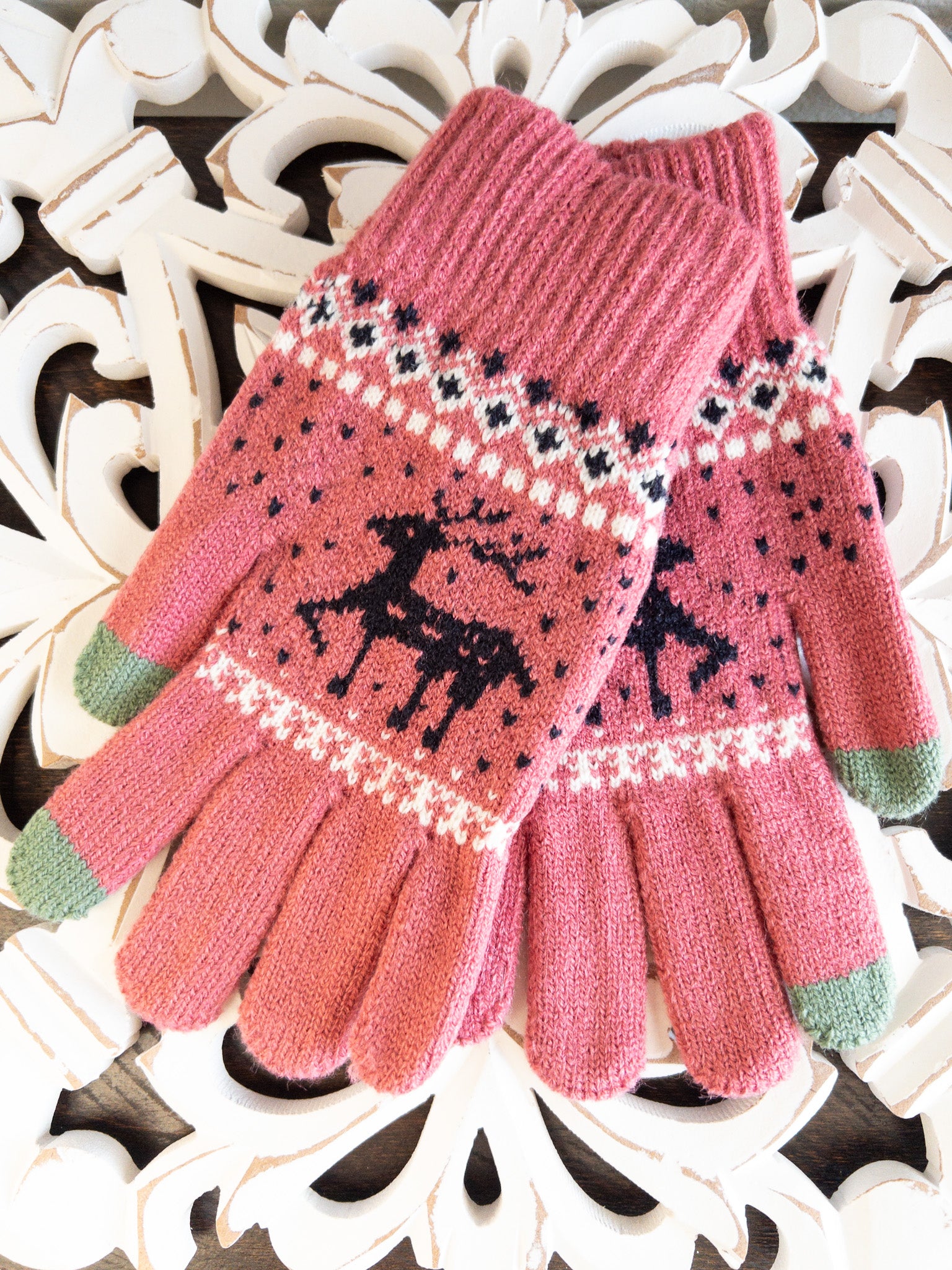 HOLIDAY TOUCHSCREEN GLOVES - PINK