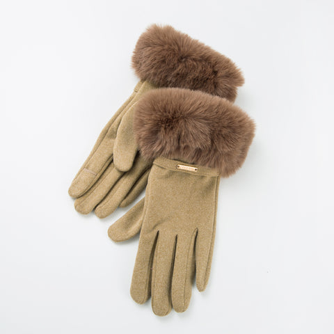 GLAM FUR CUFF GLOVES - CHAMPAGNE