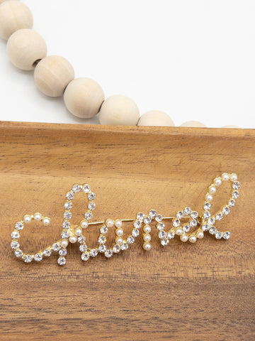 CHANEL 19K Script Brooch Pearls & Crystals - Timeless Luxuries