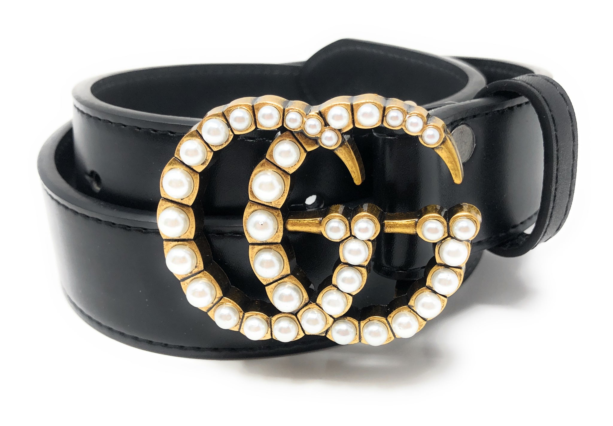 GG PEARL BELT - BLACK