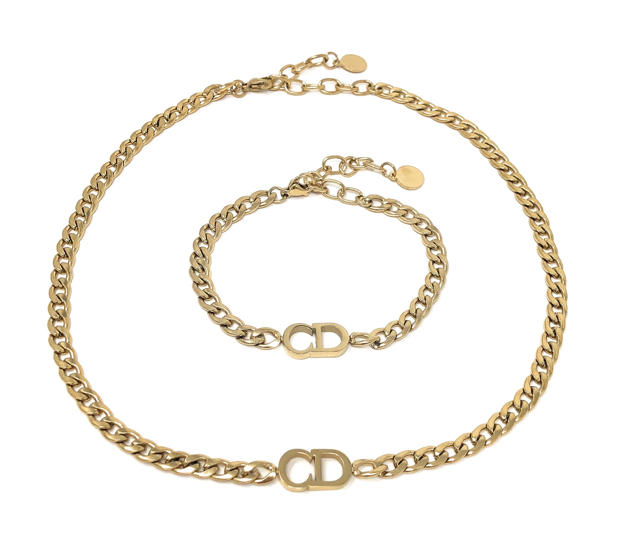 CD CHOKER AND BRACELET SET - GOLD